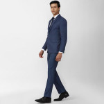 Men Navy Blue Slim-Fit Single-Breasted Formal Suit